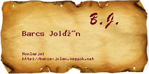 Barcs Jolán névjegykártya